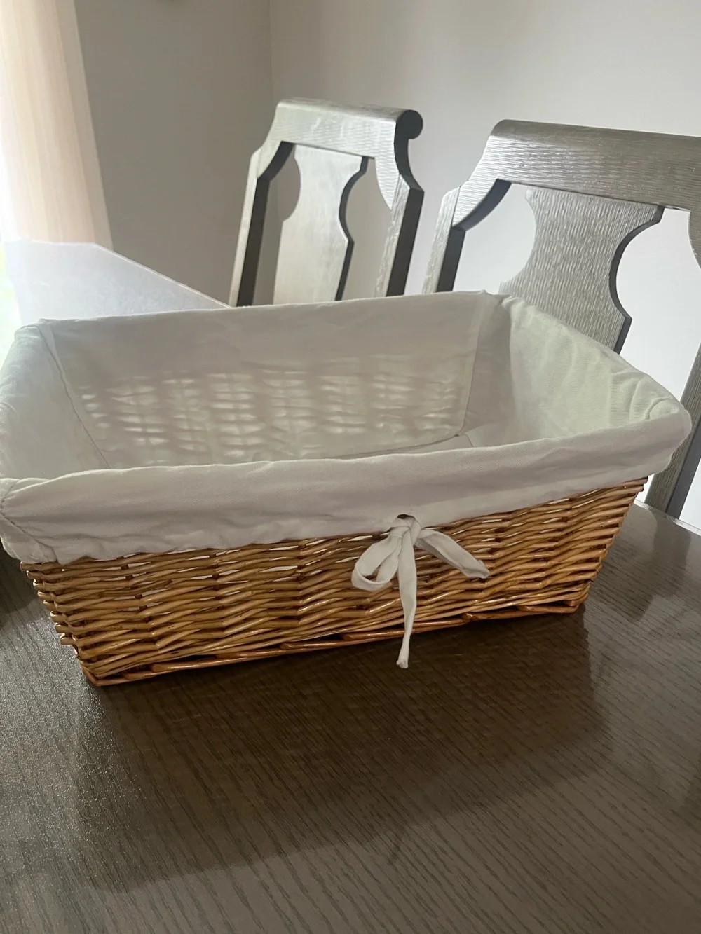 Woven Tree Rectangular Storage Basket with White Liner EUC Large